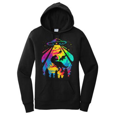 Funny Colorful Ufo Alien Trex Dinosaurs Abduction Women's Pullover Hoodie