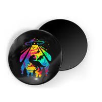 Funny Colorful Ufo Alien Trex Dinosaurs Abduction Magnet