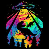 Funny Colorful Ufo Alien Trex Dinosaurs Abduction Magnet