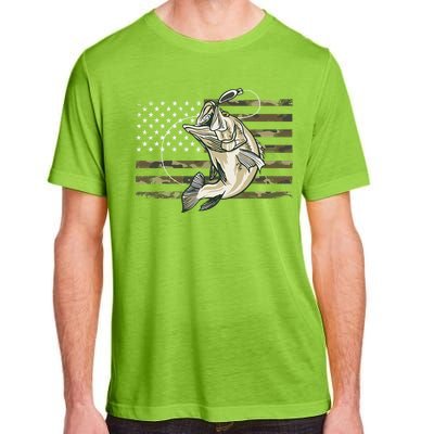 Fishing Camouflage US American Flag Bass Fish Fisherman Camo Adult ChromaSoft Performance T-Shirt