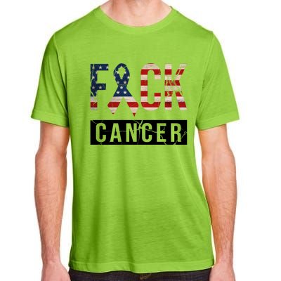 F*ck Cancer USA American Flag Ribbon Adult ChromaSoft Performance T-Shirt