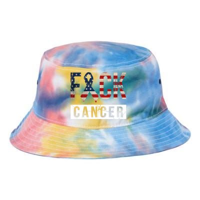 F*ck Cancer USA American Flag Ribbon Tie Dye Newport Bucket Hat