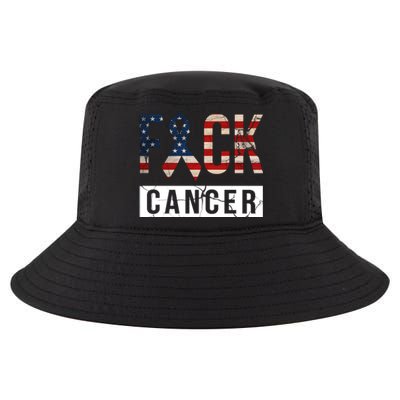 F*ck Cancer USA American Flag Ribbon Cool Comfort Performance Bucket Hat