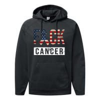 F*ck Cancer USA American Flag Ribbon Performance Fleece Hoodie