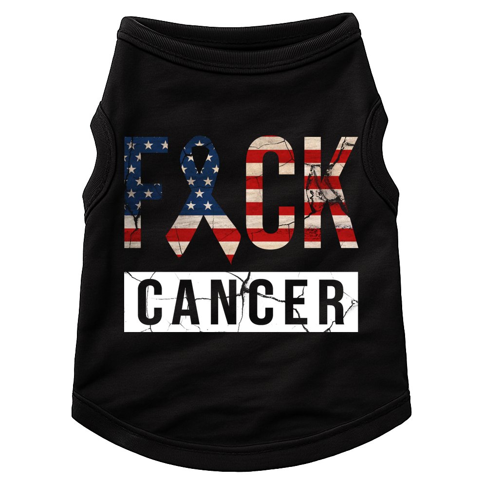 F*ck Cancer USA American Flag Ribbon Doggie Tank