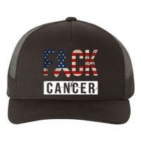 F*ck Cancer USA American Flag Ribbon Yupoong Adult 5-Panel Trucker Hat