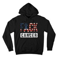 F*ck Cancer USA American Flag Ribbon Hoodie