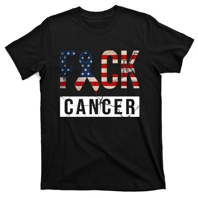 F*ck Cancer USA American Flag Ribbon T-Shirt