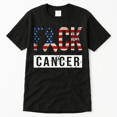 F*ck Cancer USA American Flag Ribbon Tall T-Shirt