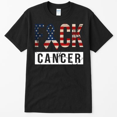 F*ck Cancer USA American Flag Ribbon Tall T-Shirt