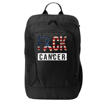 F*ck Cancer USA American Flag Ribbon City Backpack