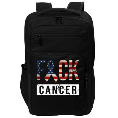 F*ck Cancer USA American Flag Ribbon Impact Tech Backpack