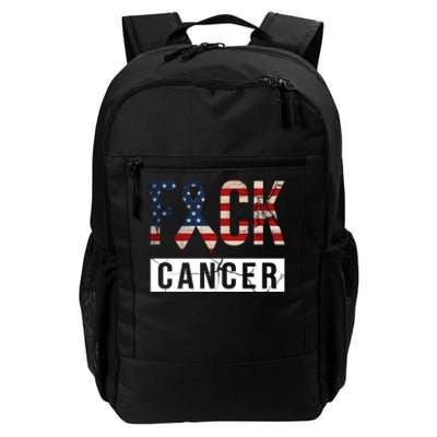 F*ck Cancer USA American Flag Ribbon Daily Commute Backpack