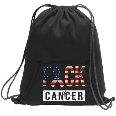 F*ck Cancer USA American Flag Ribbon Sweatshirt Cinch Pack Bag