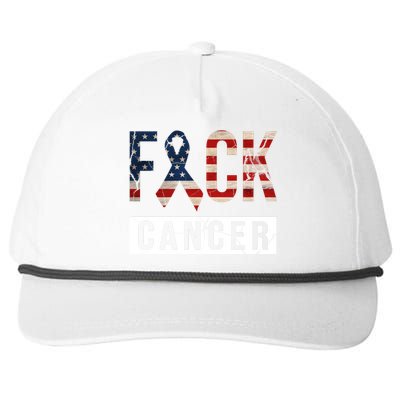 F*ck Cancer USA American Flag Ribbon Snapback Five-Panel Rope Hat