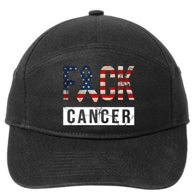 F*ck Cancer USA American Flag Ribbon 7-Panel Snapback Hat