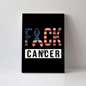 F*ck Cancer USA American Flag Ribbon Canvas