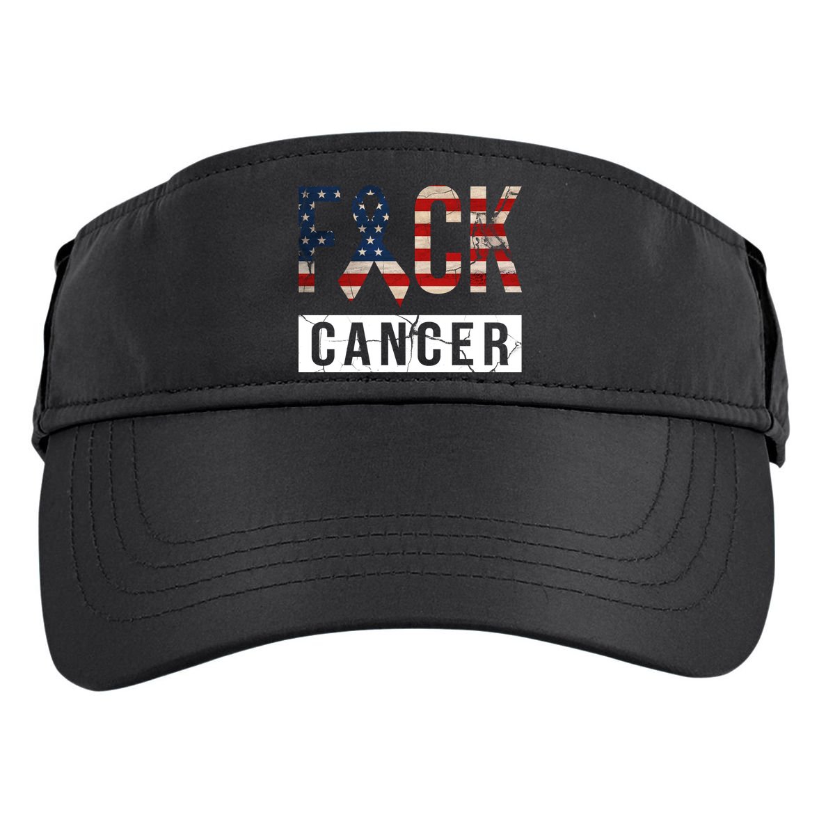 F*ck Cancer USA American Flag Ribbon Adult Drive Performance Visor