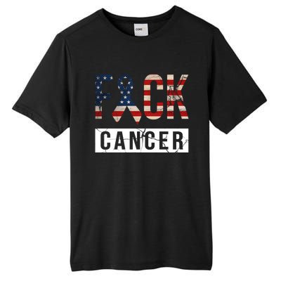 F*ck Cancer USA American Flag Ribbon Tall Fusion ChromaSoft Performance T-Shirt