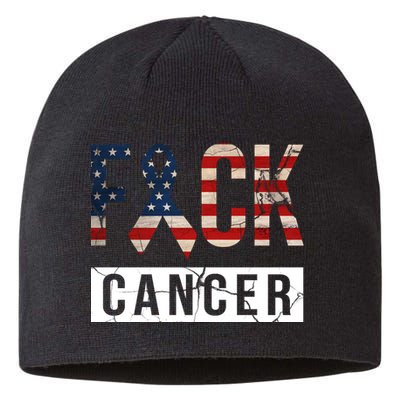 F*ck Cancer USA American Flag Ribbon Sustainable Beanie