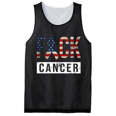 F*ck Cancer USA American Flag Ribbon Mesh Reversible Basketball Jersey Tank