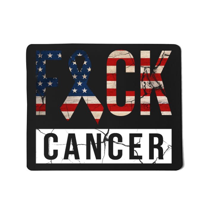 F*ck Cancer USA American Flag Ribbon Mousepad