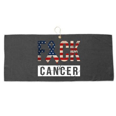 F*ck Cancer USA American Flag Ribbon Large Microfiber Waffle Golf Towel