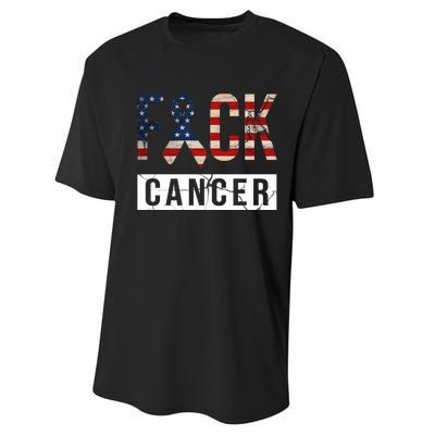 F*ck Cancer USA American Flag Ribbon Performance Sprint T-Shirt