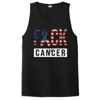 F*ck Cancer USA American Flag Ribbon PosiCharge Competitor Tank