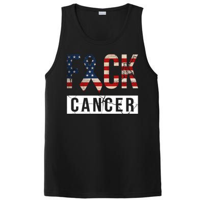 F*ck Cancer USA American Flag Ribbon PosiCharge Competitor Tank