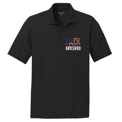 F*ck Cancer USA American Flag Ribbon PosiCharge RacerMesh Polo