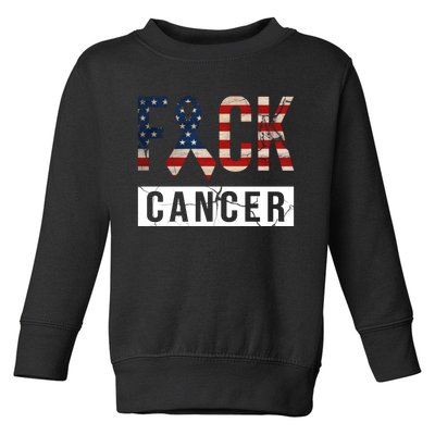 F*ck Cancer USA American Flag Ribbon Toddler Sweatshirt