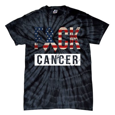 F*ck Cancer USA American Flag Ribbon Tie-Dye T-Shirt