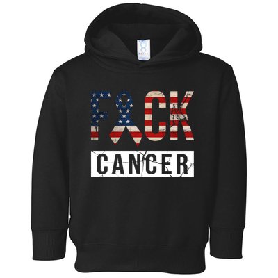 F*ck Cancer USA American Flag Ribbon Toddler Hoodie