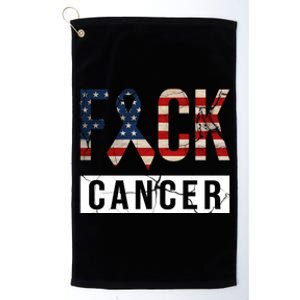 F*ck Cancer USA American Flag Ribbon Platinum Collection Golf Towel