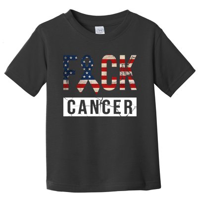 F*ck Cancer USA American Flag Ribbon Toddler T-Shirt