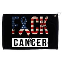 F*ck Cancer USA American Flag Ribbon Grommeted Golf Towel