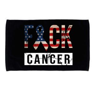 F*ck Cancer USA American Flag Ribbon Microfiber Hand Towel