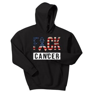 F*ck Cancer USA American Flag Ribbon Kids Hoodie