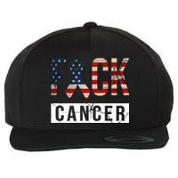 F*ck Cancer USA American Flag Ribbon Wool Snapback Cap