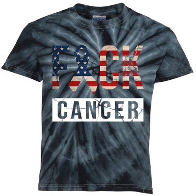 F*ck Cancer USA American Flag Ribbon Kids Tie-Dye T-Shirt