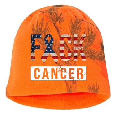 F*ck Cancer USA American Flag Ribbon Kati - Camo Knit Beanie