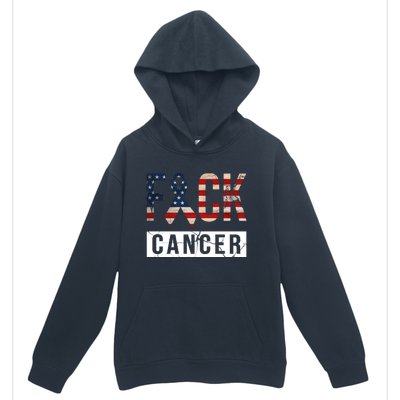 F*ck Cancer USA American Flag Ribbon Urban Pullover Hoodie