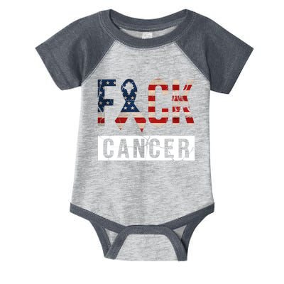 F*ck Cancer USA American Flag Ribbon Infant Baby Jersey Bodysuit