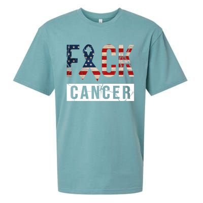 F*ck Cancer USA American Flag Ribbon Sueded Cloud Jersey T-Shirt