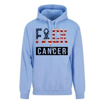 F*ck Cancer USA American Flag Ribbon Unisex Surf Hoodie