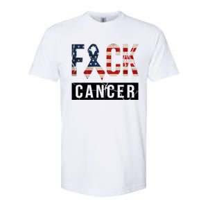 F*ck Cancer USA American Flag Ribbon Softstyle CVC T-Shirt