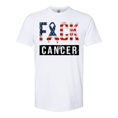 F*ck Cancer USA American Flag Ribbon Softstyle CVC T-Shirt