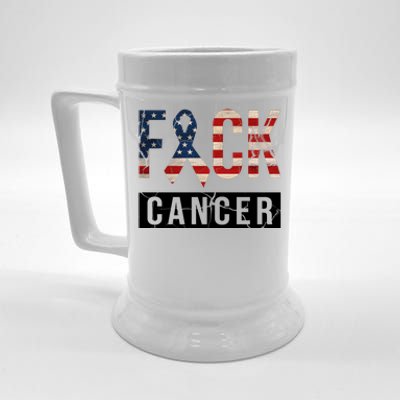 F*ck Cancer USA American Flag Ribbon Beer Stein