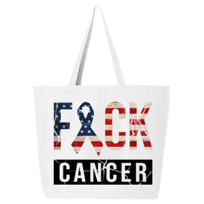 F*ck Cancer USA American Flag Ribbon 25L Jumbo Tote